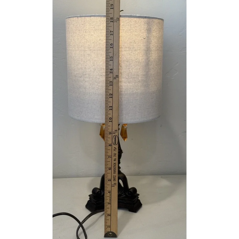 Vintage‎ Brown Resin Table Lamp Amber Plastic Fringe Dangles 19